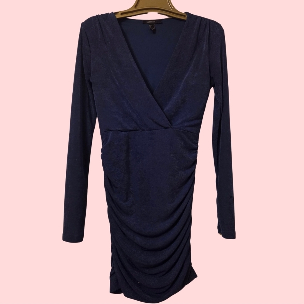 Forever 21 Deep Blue Long Sleeve Dress
